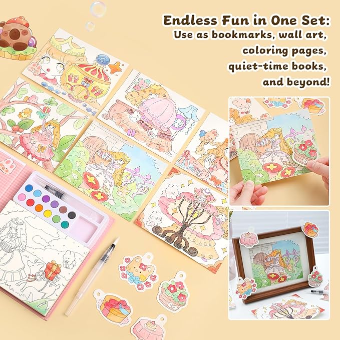 Paint with Water Coloring Books for Kids Ages 3-5, 4-8 – Cute Coloring Book for Teens,Arts and Crafts for Kids Ages 3 4 5 6 7 8+, Birthday Gift Toys for Girls Boys,Travel Toys -Princess