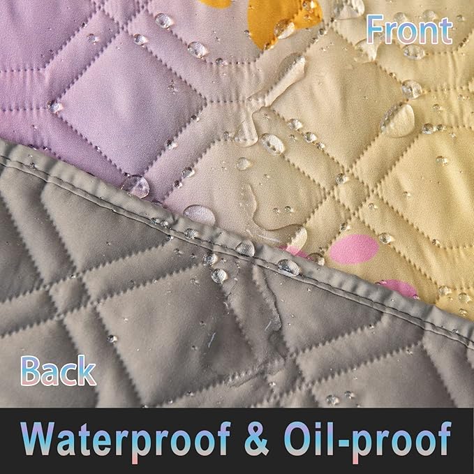 100% Waterproof Dog Bed Cover 68x82 inch Reversible Changing Pad Reusable Camping Mat for Kids/Pet/Dog/Cat Washable Geometric Embroidery Blanket Patchwork Rainbow Dog Paw Printed+Gray