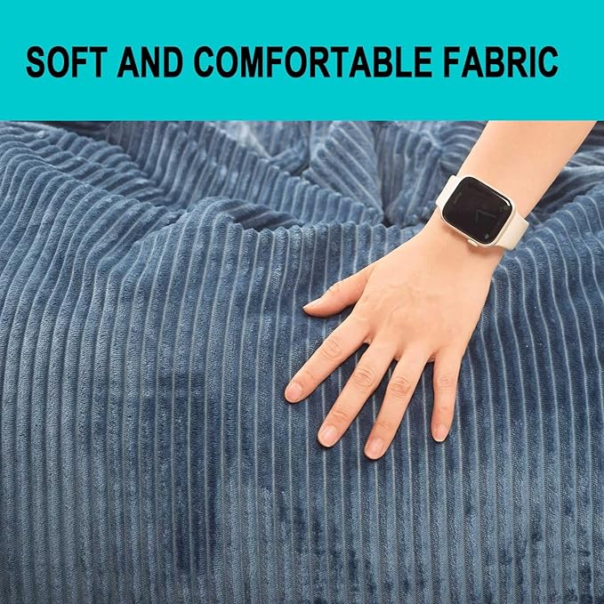 2 Pcs Classic Bean Bag Chair, with Faux Rabbit Fur Cover for Teens and Kids, Memory Foam Bean Bag Chairs, Ultra Soft Faux Fur Fabric, 2.5 feet Round Fluffy Bean Bag Sofa