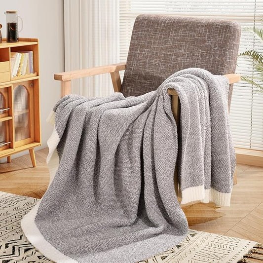 NEXHOME PRO Super Soft Throw Blankets for Couch, Reversible Warm Blankets Cozy Knit Blanket for Women, Fuzzy Plush Lightweight Throws for Sofa, Bed, Picnic, Taupe Grey, 50 x 60 inches