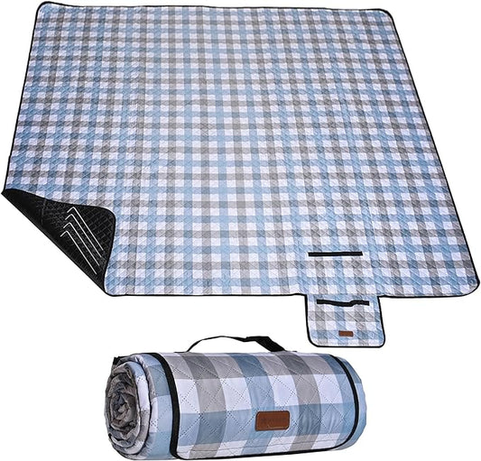 HX&OD Outdoor Picnic Blanket, Extra Large, 80''x80'' Waterproof Foldable Blankets Gingham Picnic Mat for Beach, Camping Grass Lawn Park Accessories Cute Couple Ideas Wedding (Coffee Color, 80”x80”)