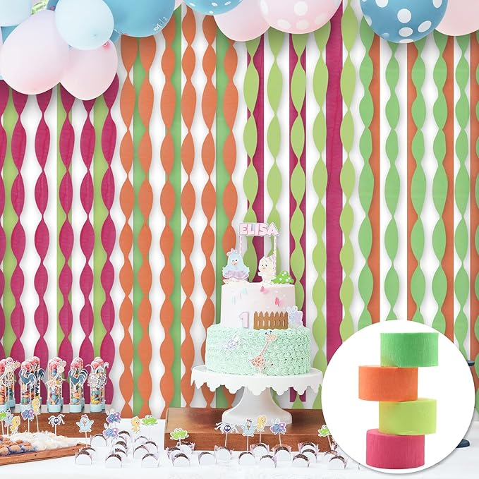 800Feets Neon Glow in The Dark Party Supplies - UV Reactive Fluorescent Crepe Paper Streamers for Wedding, Birthday, Fiesta Decorations