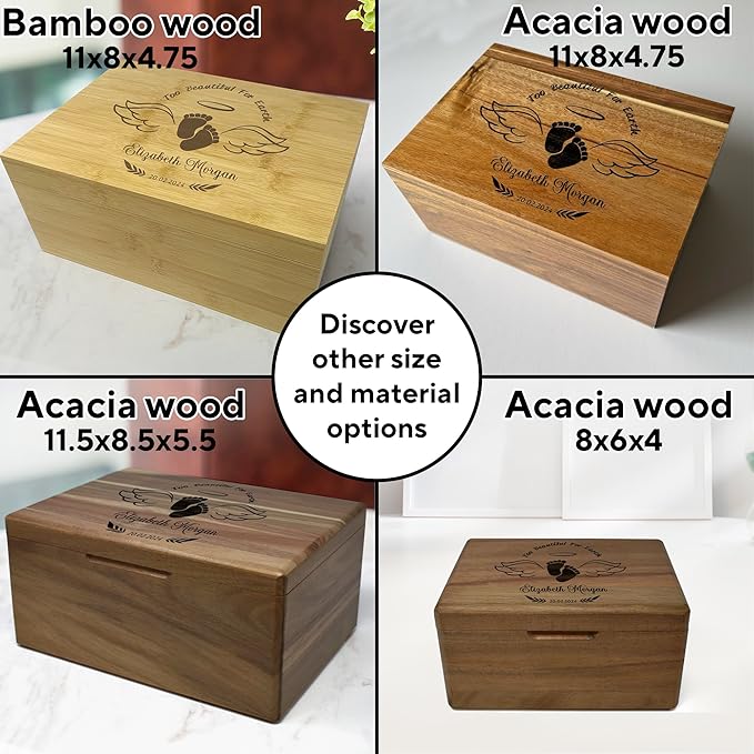 Pet Memory Box - Personalized Pet Memorial Boxes, Loss of a Pet Keepsake Box Acacia Wood, Engraved Dog Remembrance Gift, Gift for Someone Who Lost a Dog, Cat, 11 x 8 x 4,75 in