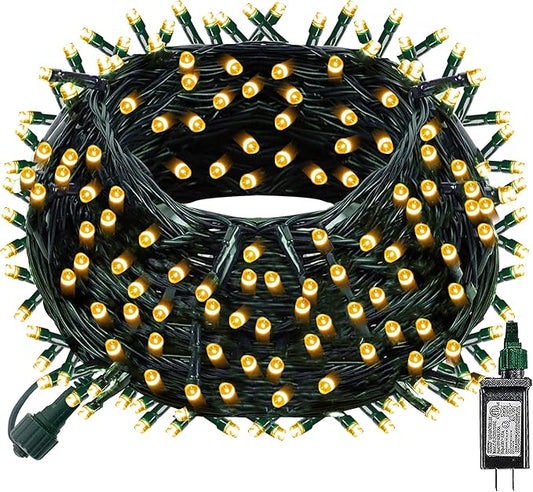 Dazzle Bright Christmas String Lights, 100 LED 33 FT Connectable Fairy Lights with 8 Modes, Waterproof Christmas Decorations for Indoor Outdoor Holiday Party Home Tree Decor (Warm White)