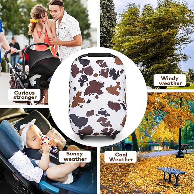 Rquite All-in-1 Car Seat Cover Baby, Carseat Covers for Girl Boy, Stretchy Soft Infant Car Seat Cover, Multi-use Baby Carrier Cover, Car Seat Canopy, Stroller Sun Shade, Nursing Breastfeeding Cover