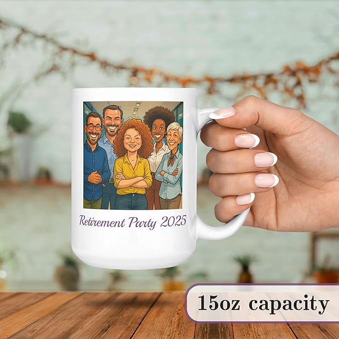 Personalized Coffee Mug, Custom Photo Caricature Gift, Funny Customized Coffee Gift for Men & Women, Custom Mugs with Pictures, White 15oz Customized Fathers Day Mug