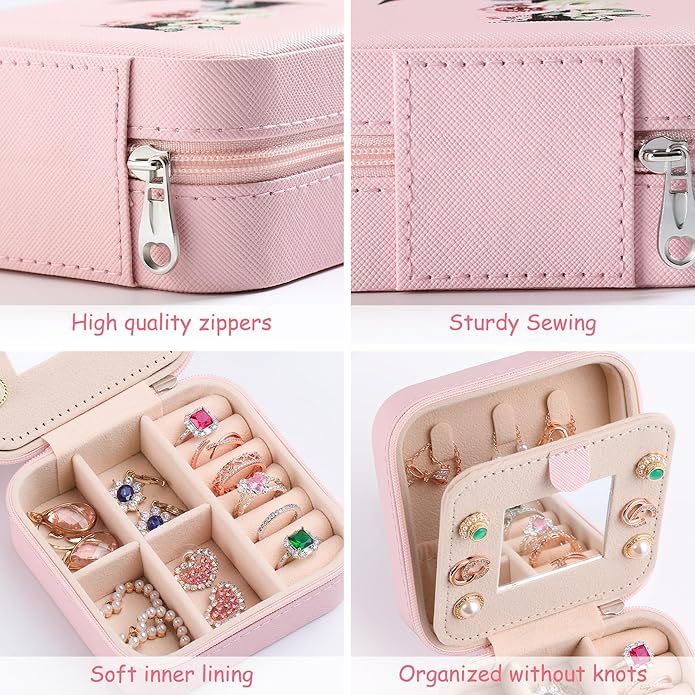 AYGXU Travel Jewelry Box for Women and Girls - Small Case With Initial A-Z - Teacher Gifts