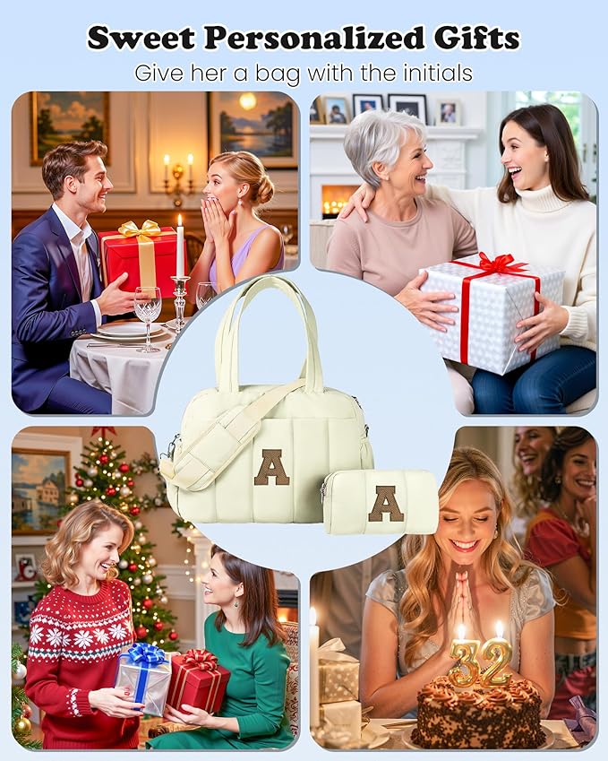 Duffle Bag for Travel Women, Travel Bags，Teenage Girls Gift Ideas-Initial Overnight Bag with Wet Pocket，Lightweight Weekender Bags Personalized Gym Tote with Makeup Pouch