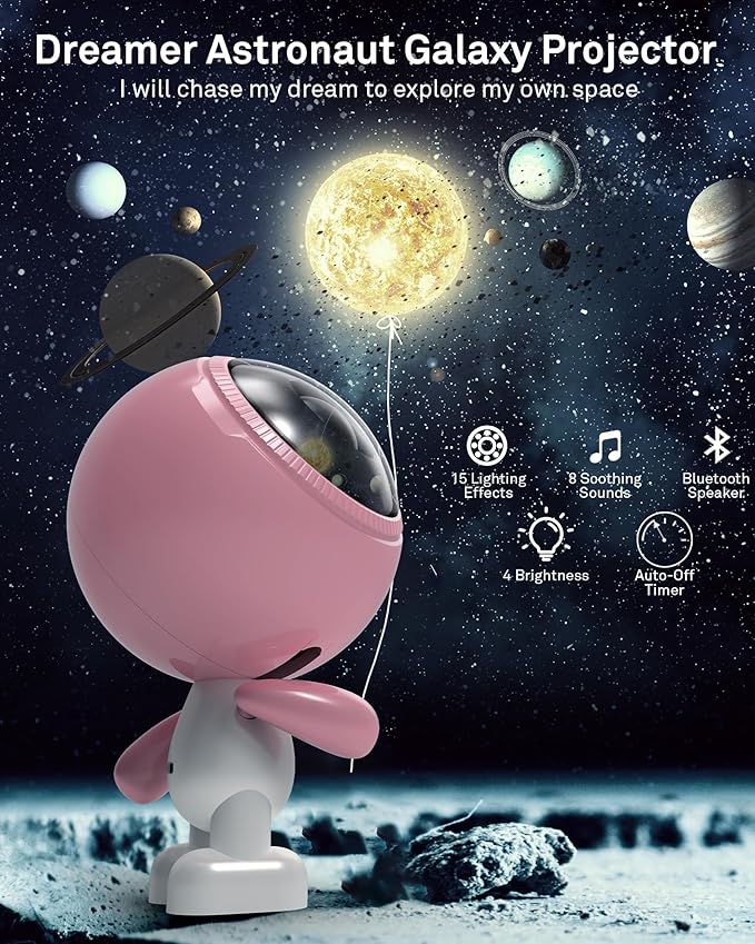 AIRIVO Astronaut Galaxy Projector, Star Projector for Bedroom, Robot Galaxy Projector Night Light for Kids, Bluetooth Speaker Ceiling Projector, Room Decor Gifts for Adults, Teens, Christmas