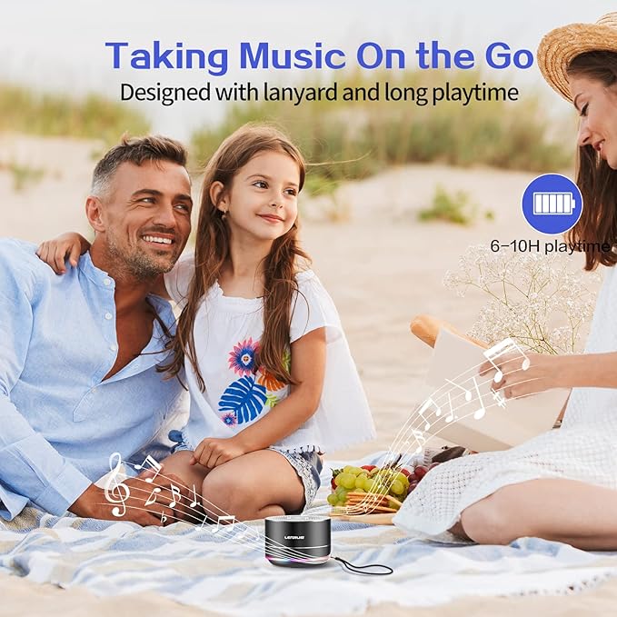 LENRUE Portable Bluetooth Speakers,Wireless Speaker with Clear Sound, Long Playtime, Small Mini Metal Speaker,Christmas Birthday Gifts for Men, Women,Kids(Black)