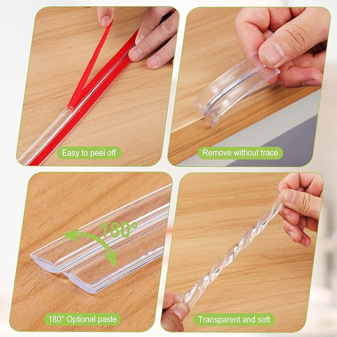 BabySafe Edge Protector Strip: Table Corner Guards for Baby Furniture & Fireplace, 3.3ft(1m)