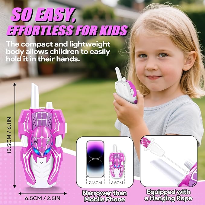 Vvinca Spider Walkie Talkies for Kids Toys Ages 3 4 5 6 7 8 9 10 Boys Girls 2 Pack Superhero Toys Lanyard Long Range Clear Sound Outdoor Game Camping Gear Spy Gadgets & Easter Christmas Birthday Gifts