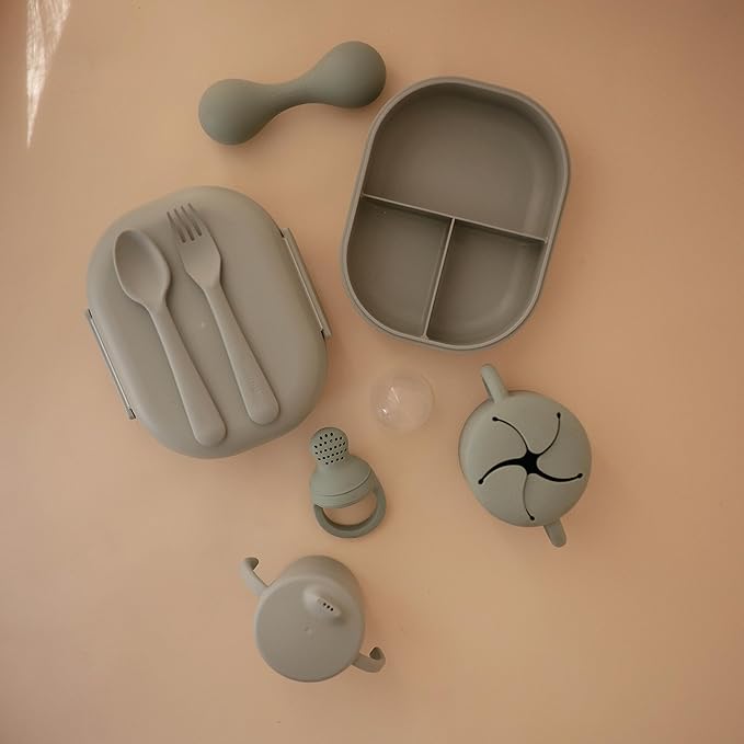 mushie Silicone Baby Shaker Rattle Toy | Ages 3+ Months (Dried Thyme)