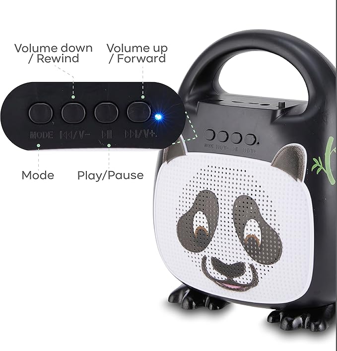 Singimals Kids Karaoke Speaker with Microphone - Unleash Your Child's Inner Superstar, Bluetooth v5.1, 12H Playtime, 5W Speaker, Multicolor LED Lighting, Bam Bam The Panda