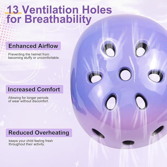 Vvinca Kids Toddlers Bike Helmet Adjustable for Ages 3-5-8 Years, Knee Pads and Elbow Pads Set Wrist Guard Sports Protective Gear Set for Roller Skate Bicycle Skateboard Scooter Girl Boy Birthday Gift