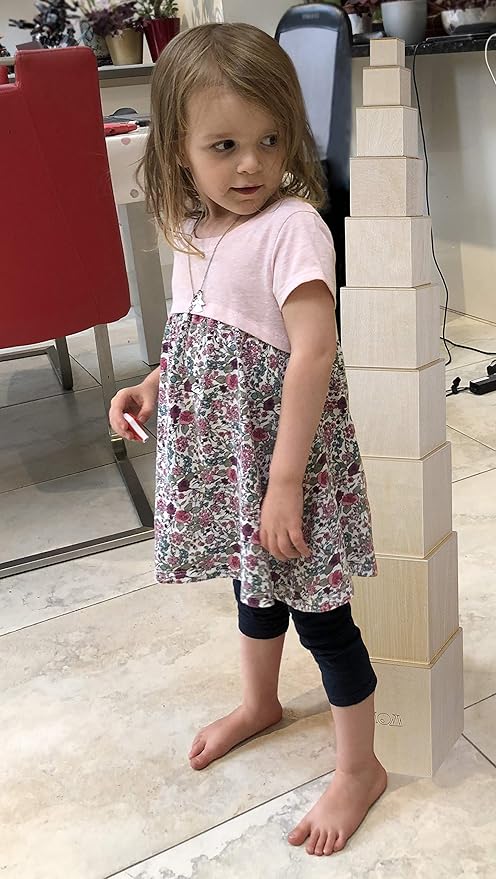 TOWO Wooden Stacking Boxes-Nesting and Sorting Cups Blocks for Toddlers-Stacking Cubes Educational Learning Toys for 2 Years Old Montessori Materials