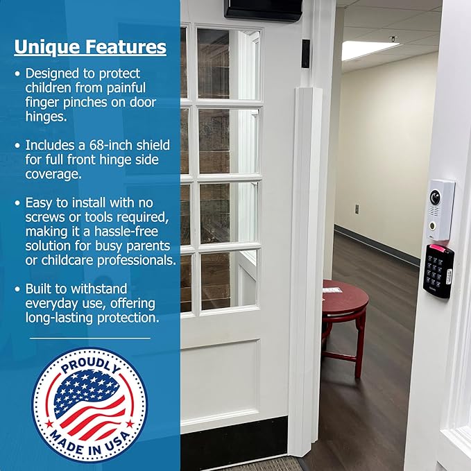 Cardinal Gates PinchNot 180 Degree Door Pinch Guard for Kids Safety-Door Hinge Protector for Babies-CSP24-Door Finger Pinch Shield Single for Front of Door-Child Proof Jamb-Made in USA
