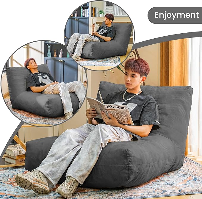 Bean Bag Chair Lazy Bean Bag Sofa, Floor Beanbag Chairs with Stuffed High-Density Foam, Memory Foam Bean Bag Sofa for Living Room, Bedroom and Office