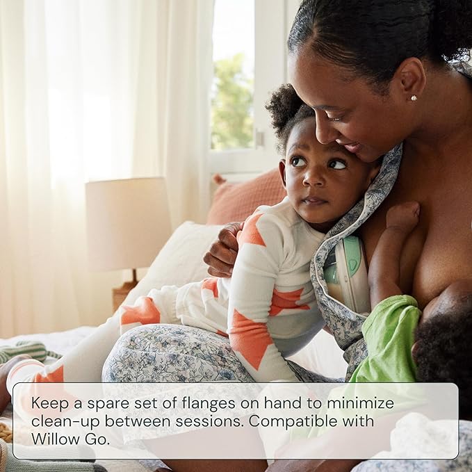 Willow Go - Hands Free Breast Pump - Wearable Breastfeeding Pump - Portable, Electric, Cordless, & 9 Levels of Hospital Grade Suction Strength - Postpartum Essentials - 24mm Flanges - 2pk