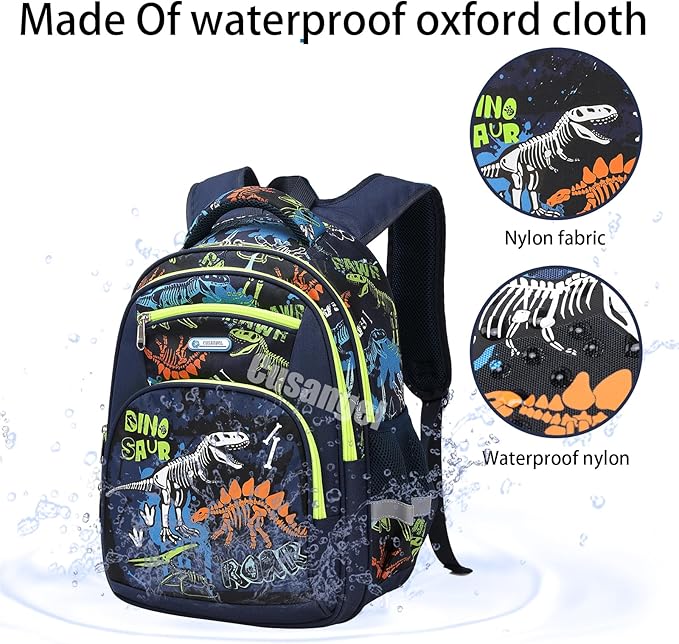 Cusangel Backpack for Boys Girls School Bookbags,Kindergarten Elementary Middle School Lightweight Waterproof Multifunctional Large Capacity for Backpack (17inch Luminous dinosaur)