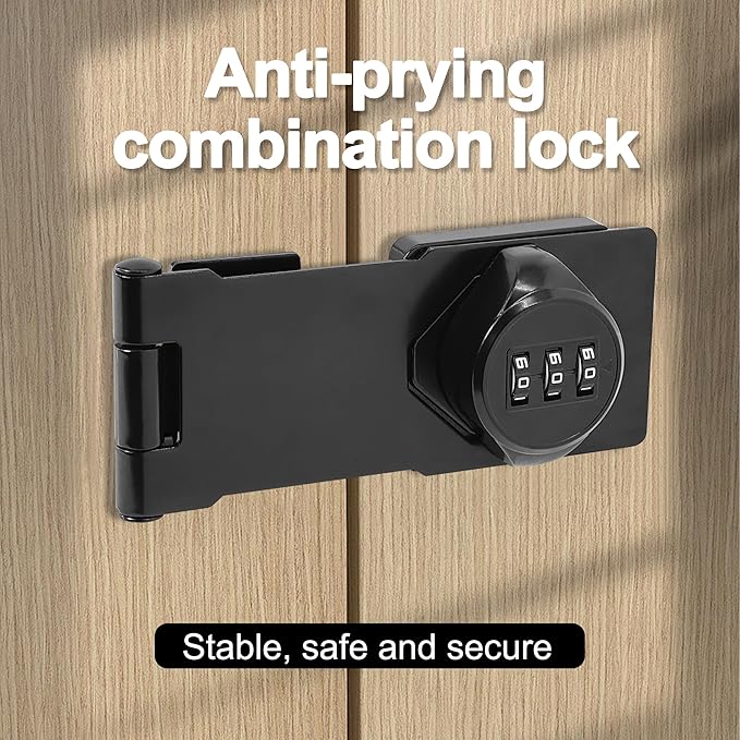 Password Rotary Hasp Locks, Black 2 Pack Cabinet Locks with Combination, Keyless Security Latch for Sliding Barn Door, Gate, Small Door, Closet, Drawers