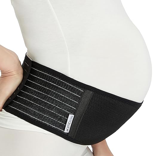 NeoTech Care Adjustable Maternity Belt - Light and Breathable Pregnancy Belly Support Band for Pregnant Women (Black, Extra Large Size)