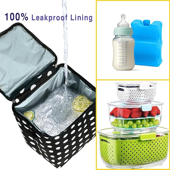 Breastmilk Cooler Bag with Ice Pack Fits 4 Baby Bottles Up to 9 Ounce Insulated Baby Bottle Bag Breast Milk Cooler on The Go with Strap Baby Bottle Cooler Bag for Nursing Mom Daycare or Travel