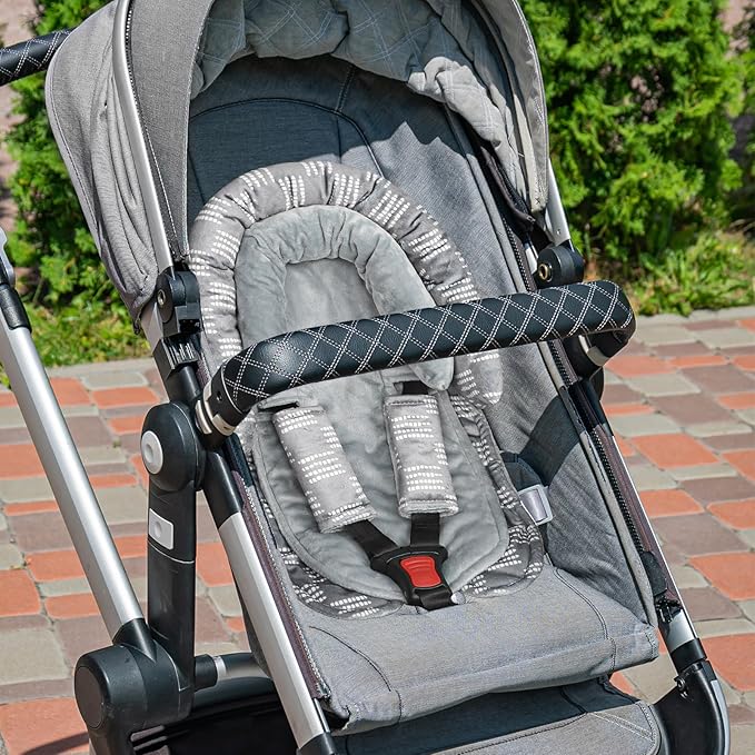 Infant Car Seat Insert, HNHUAMING Baby Car Seat Head & Body Support with 2 Strap Pads, Ultra Soft Newborn Preemie Carseat Insert Cushion for Girls Boys, Fits Car Seat, Stroller, Swing, Bouncer, Gray