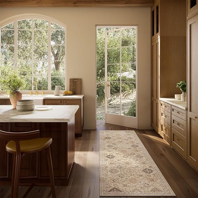 Machine Washable Hallway Runner Rug: 2'x6' Kitchen Rugs Stain Resistant Non Slip Low Pile Soft Carpet Runners for Hallways Indoor Entryway Kitchen Beside Bedroom Bathroom Farmhouse
