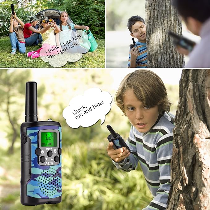 Walkie Talkies for Kids 22 Channel 2 Way Radio 3 Miles Long Range Handheld Walkie Talkies Durable Toy Best Birthday Gifts for 6 Year Old Boys and Girls fit Adventure Game Camping (Blue Camo 1)