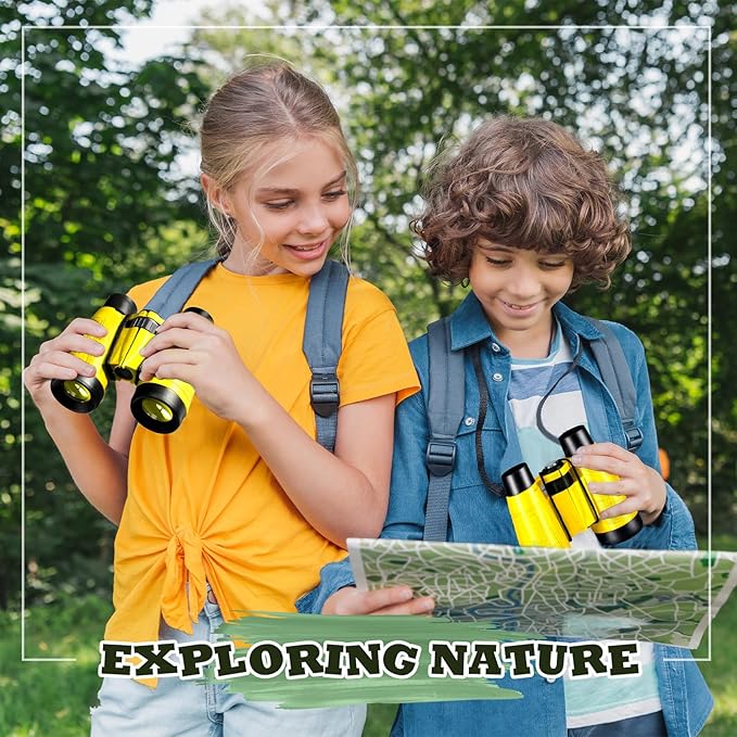 Libima 24 Pcs Binoculars for Kids Educational Compact Kids Binoculars with Neck String Toddler Telescope for Boys Girls Learning Bird Watching Camping Hiking Travel Safaris Birthday Gifts(Yellow)