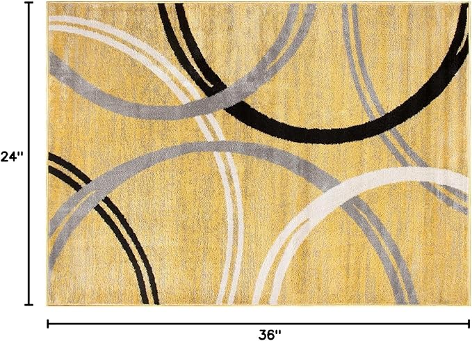 Rugshop Modern Wavy Circles Design Area Rug 2' x 3' Yellow