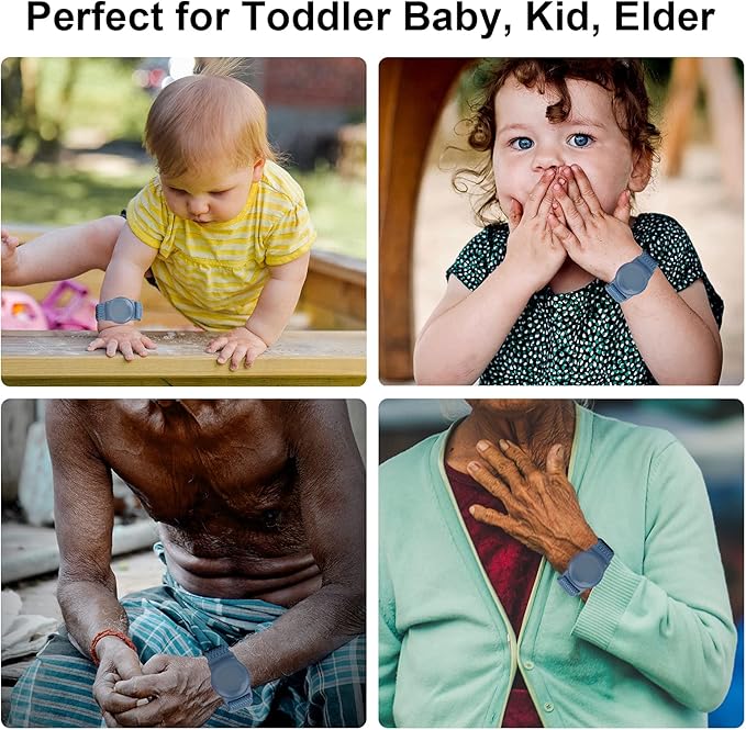 Kids Wristband Compatible with Apple AirTag, Protective Case for Air Tag GPS Tracker Holder with Nylon Bracelet, Adjustable Anti Lost Watch Band for Toddler Child Elder(Rainbow A & Blue)