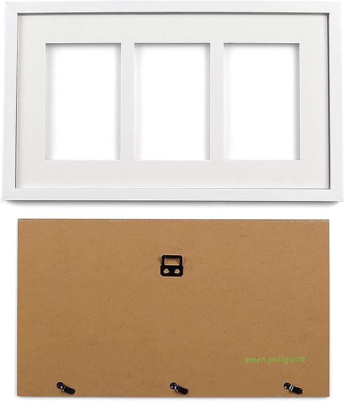 Green Pollywog Baby Handprint and Footprint Kit | Elegant White Frame with Inkless, Non-Toxic Pad | Newborn Keepsake for Baby or Dog Paw Prints