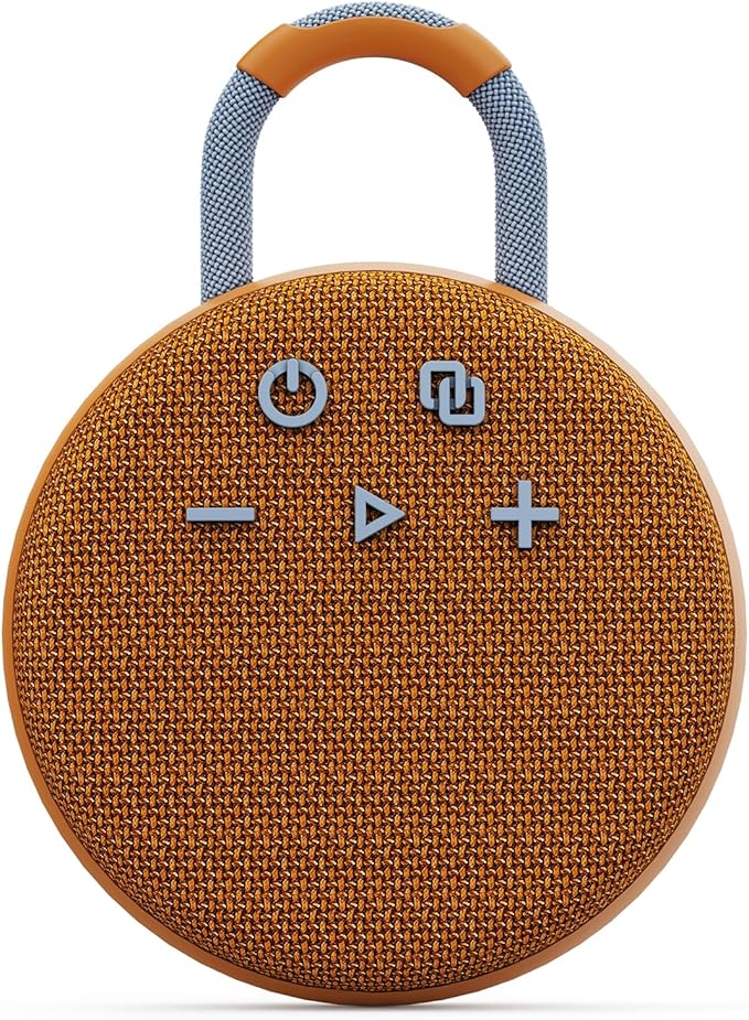 MusiBaby Travel-Ready Mini Speaker – Bluetooth 5.3, Rugged Waterproof Build, Strong Bass for Hiking Trails, Biking Loops, Back-to-School or Holiday Gifting (Yellow)