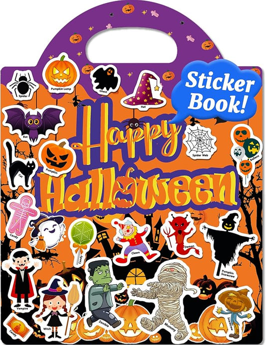 Benresive Reusable Sticker Book for Toddlers 2-4 Years, Fun Travel Stickers for Kids, Waterproof Sticker Books for Toddlers 1-3, Crafts Activities for Todddlers 1-3 2-4 3-5 - Halloween