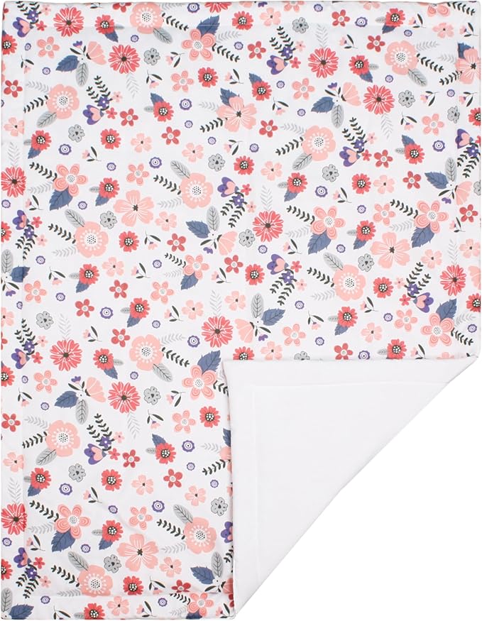 CaSaJa 4-Piece Crib Bedding Set for Boys and Girls, Nursery Baby Bedding Set Including Quilted Comforter with Fitted Crib Sheet and Changing Pad Covers, Reversible Quilt Design, Petals Flying