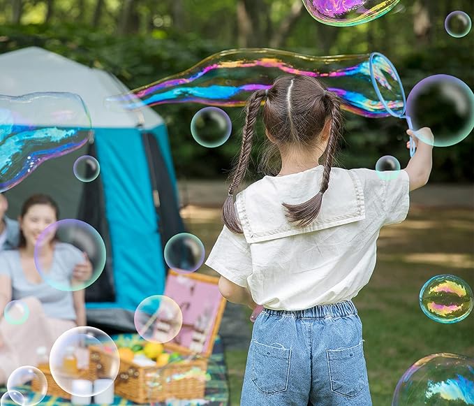 Roberly 15 Pack Bubble Wands Set with Tray Bulk Funny Bubble Making Toy for Kids - Summer Outdoor Toys & Also Gifts for Kids Birthday Games Party Favors
