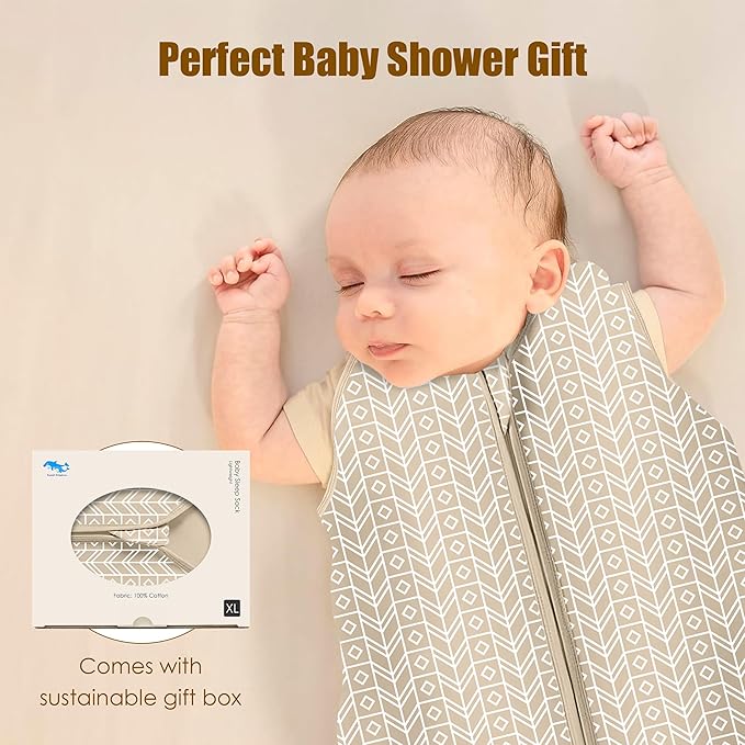 SWEET DOLPHIN Baby Sleep Sack 18-24 Months - 100% Cotton 2-Way Zipper TOG 0.5 Infant Wearable Blanket, Newborn Essentials Toddler 3 Pack Sleeping Sacks - Brown