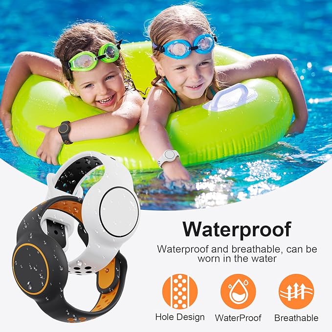 Waterproof Bracelet Compatible with AirTag for Kids (2 Pack), Protective Case GPS Tracker Holder for Child with Full Coverage Hidden Design, Soft Silicone Anti-Lost Wristband Cover for Toddler WBGO