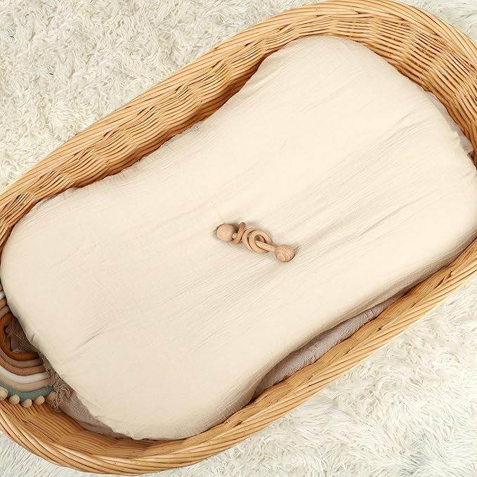 Hooyax Muslin Baby Lounger Cover 1 Pack, 100% Cotton Soft & Breathable Infant Lounger Covers Only for Newborn (Cream)