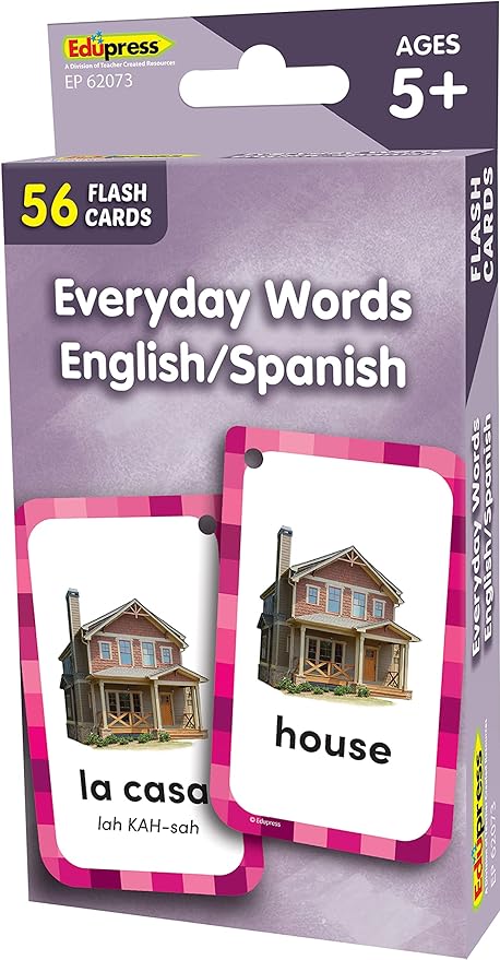 Teacher Created Resources Everyday Words English/Spanish Flash Cards (EP62073), Medium