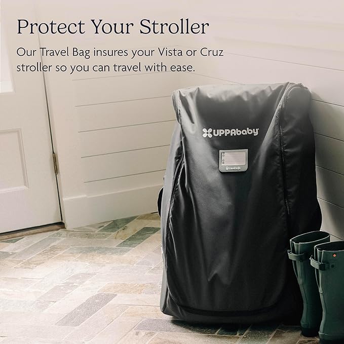 UPPAbaby Travel Bag for Vista and Cruz Strollers - Includes TravelSafe Program Coverage, Inner Wheel Bag and Storage Pocket - Smooth Wheels, Handles + Durable Design