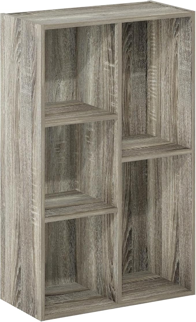 Furinno Luder 5-Cube Reversible Open Shelf, French Oak