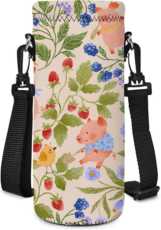 AUPET Water Bottle Sling Bag Carrier Crossbody Sleeve,Insulated Neoprene Bottle Case Holder Pouch Cover 500ML/17oz with Shoulder Strap for Walking Women Men