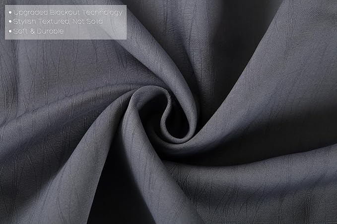 MIUCO Blackout Curtains Room Darkening Textured Grommet Window Curtains for Living Room 2 Panels 52x63 Inch Dark Grey
