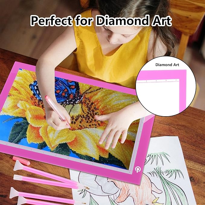 Light Pad Drawing A4 Tracing Light Table NXENTC LED Copy Board Ultra-Thin Display Pad Brightness Adjustable Stencil Artist Art Tracing Tatto Table Pink