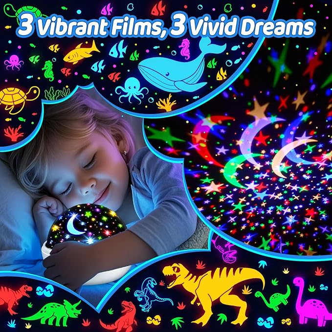 COOLNIGHT Star Projector for Kids, 93 Lighting+3 Films Star Lights for Room, Remote+Dimmable+360° Slient Light Projector for Bedroom, Fun Gifts for 1-4-6-14 Year Old Girl, Cool Toy for Boy (White)