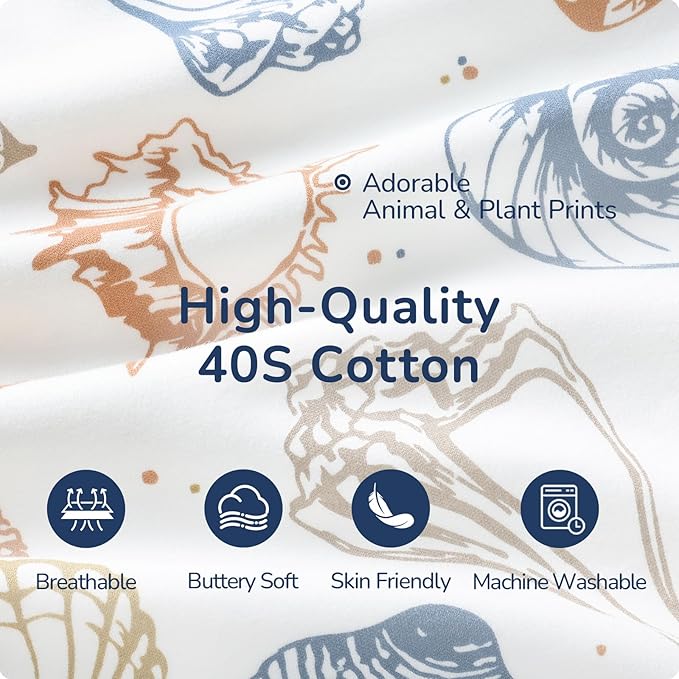 Baby Sleep Sack 18-24 Months, Cotton Detachable Long Sleeve Sleep Sack, 1.0 Tog Toddler Sleeping Sack with Temperature Strips, 2-Way Zipper Wearable Blankets for Newborns, Ocean