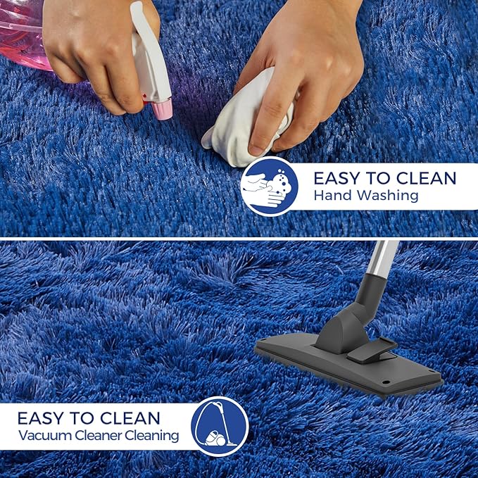 Ultra Soft Rug for Living Room, 4X6 Fluffy Shag Area Rug for Bedroom, Modern Shaggy Carpets Fuzzy Rug for Teens Dorm Nursery Home Decor Aesthetic, Upgrade Anti-Skid Durable, Blue